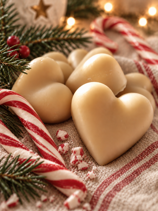Christmas beeswax melt with a pure essential blend reminiscent of peppermint candy cane